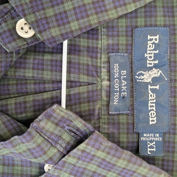SALE Ralph Lauren plaid 100% Cotton Blake fit button up shirt. - Picture 4 of 5